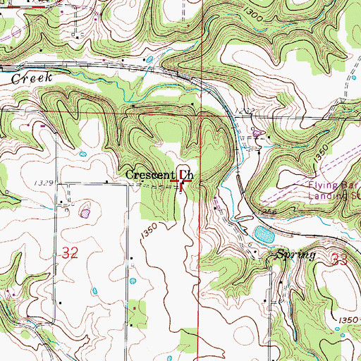 Topographic Map of Crescent Church, MO