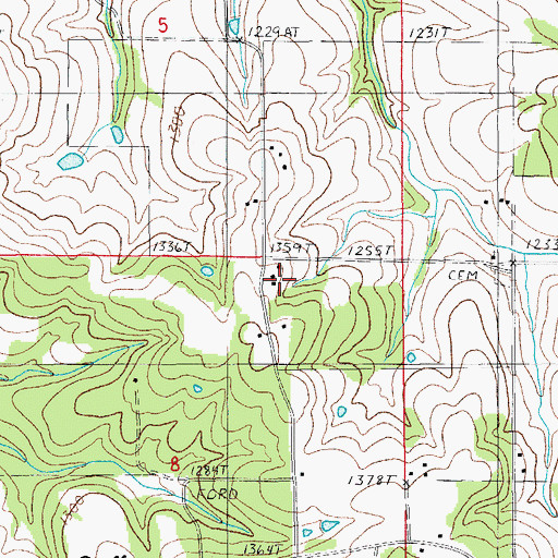 Topographic Map of Crew School, MO