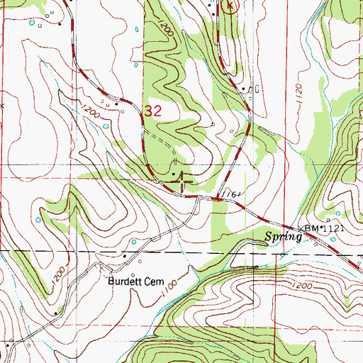 Topographic Map of Crossroads School (historical), MO