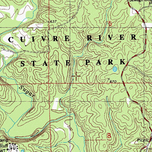 Topographic Map of Cuivre River State Park, MO