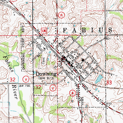 Topographic Map of Downing, MO