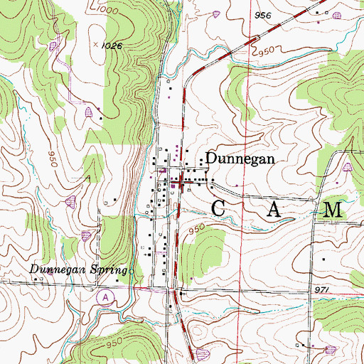 Topographic Map of Dunnegan, MO