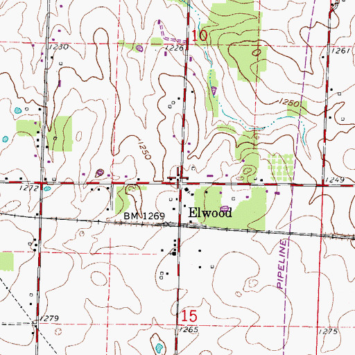 Topographic Map of Elwood, MO