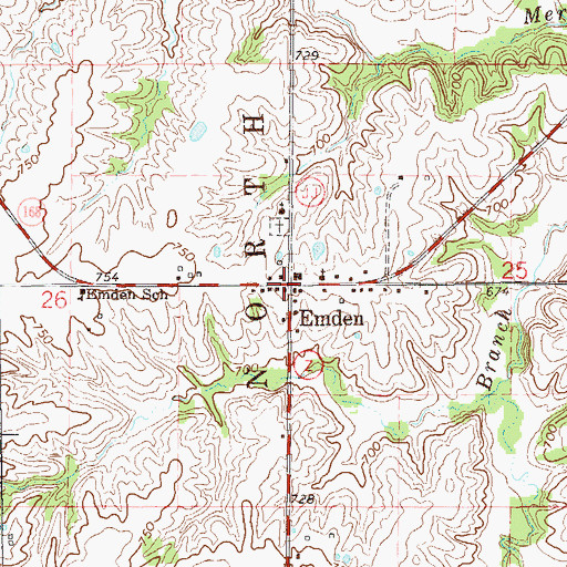 Topographic Map of Emden, MO