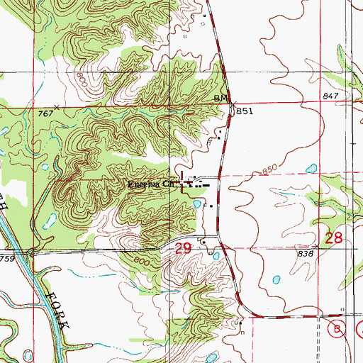 Topographic Map of Eucebia Church, MO