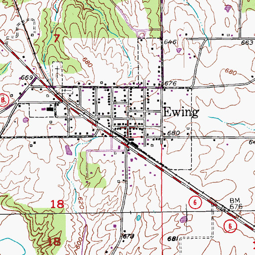 Topographic Map of Ewing, MO