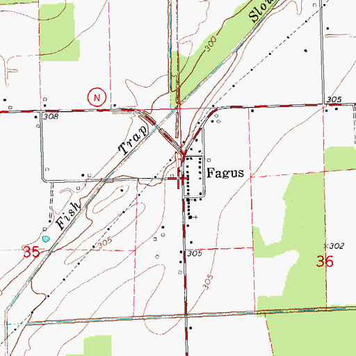 Topographic Map of Fagus, MO