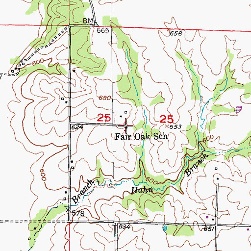Topographic Map of Fair Oak School, MO