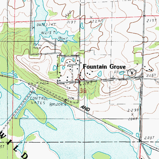 Topographic Map of Fountain Grove, MO