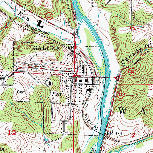 Topographic Map of Galena, MO