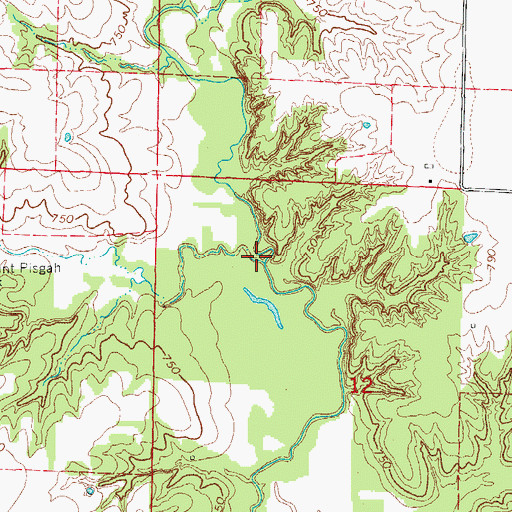 Topographic Map of Garnett Branch, MO