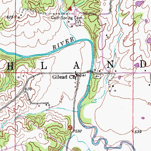 Topographic Map of Gilead Church, MO