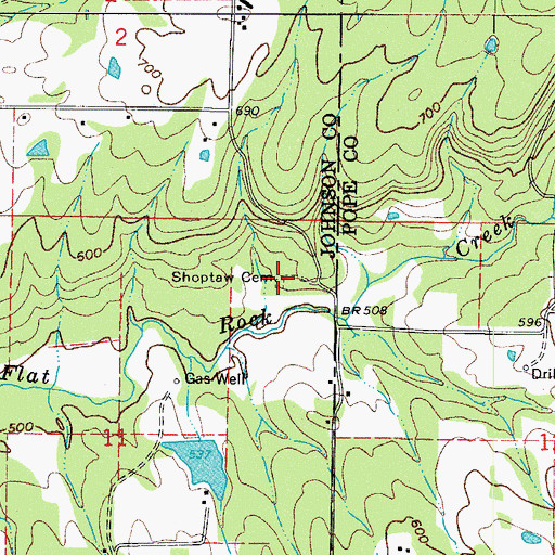 Topographic Map of Shoptaw Cemetery, AR