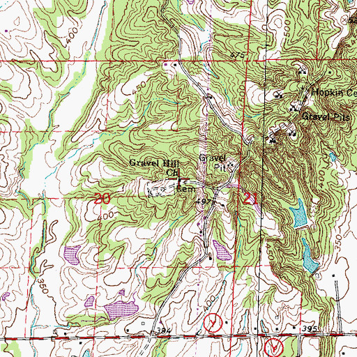 Topographic Map of Gravel Hill Church, MO