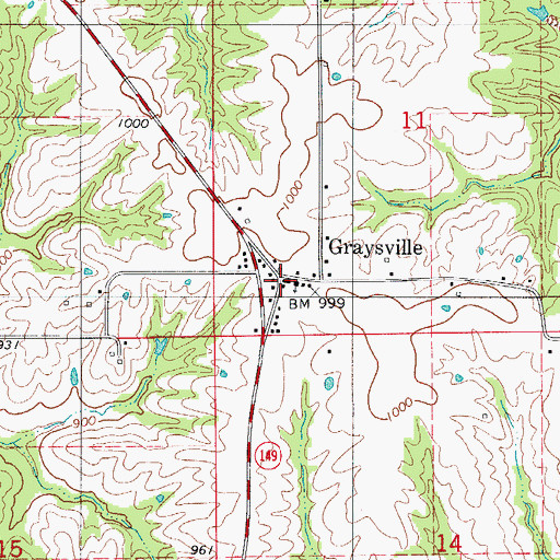 Topographic Map of Graysville, MO