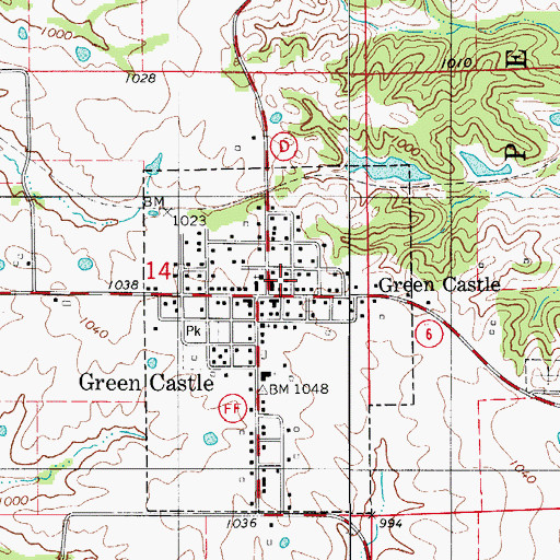 Topographic Map of Green Castle, MO