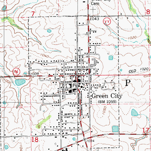 Topographic Map of Green City, MO
