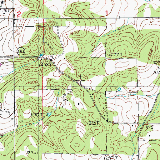 Topographic Map of Greenhill School (historical), MO