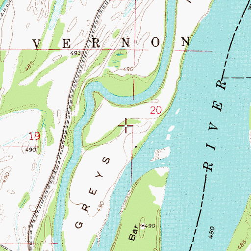 Topographic Map of Greys Island, MO