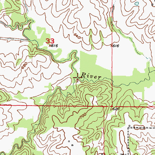 Topographic Map of Hickory Creek, MO