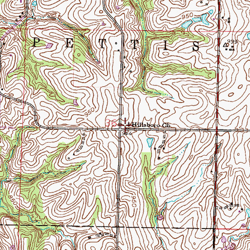 Topographic Map of Hillsboro Church, MO