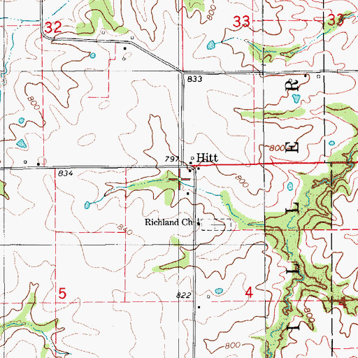 Topographic Map of Hitt, MO