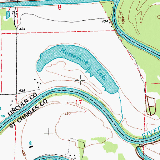 Topographic Map of Horseshoe Lake, MO