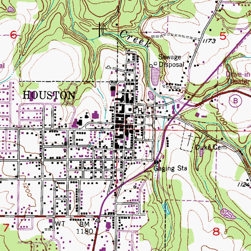 Topographic Map of Houston, MO