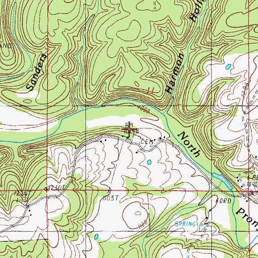 Topographic Map of Houston School, MO