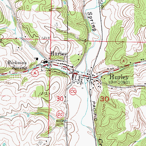 Topographic Map of Hurley, MO