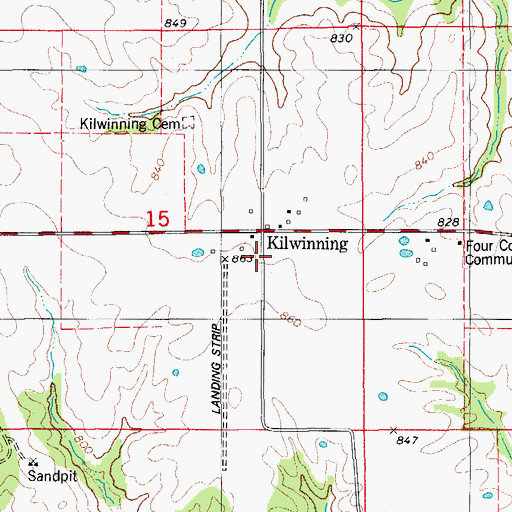 Topographic Map of Kilwinning, MO