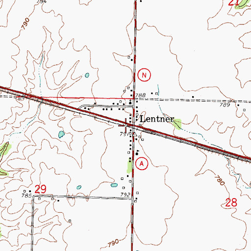 Topographic Map of Lentner, MO