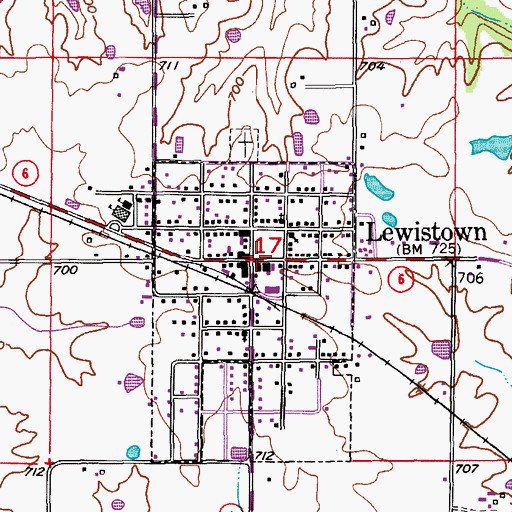 Topographic Map of Lewistown, MO