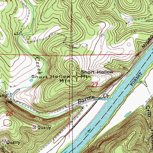 Topographic Map of Short Hollow Mountain, AR