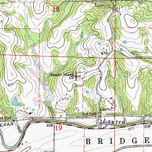 Topographic Map of Loutre Island Church, MO