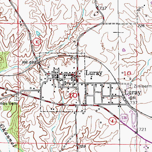 Topographic Map of Luray, MO