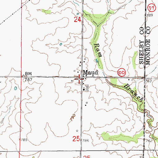 Topographic Map of Maud, MO