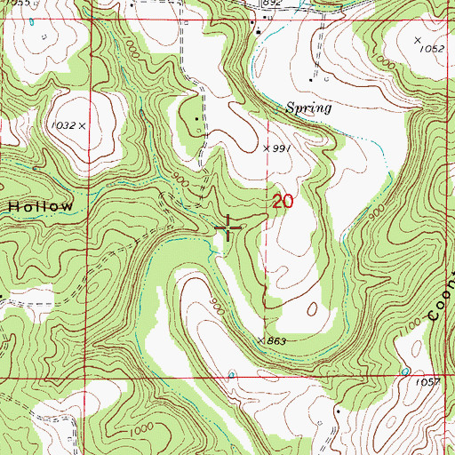 Topographic Map of McCratic Hollow, MO
