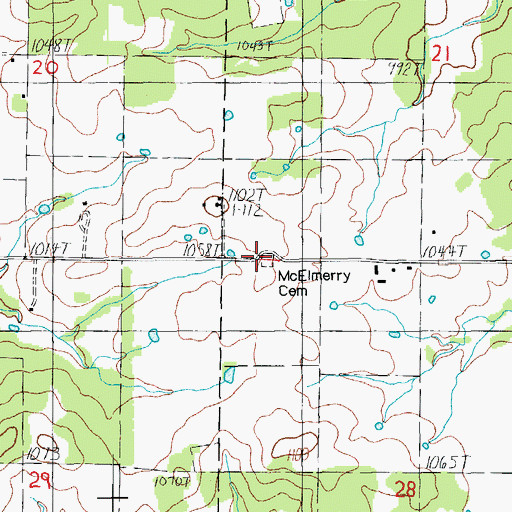 Topographic Map of McElmerry Cemetery, MO