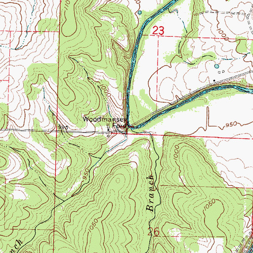 Topographic Map of McKinney Branch, MO