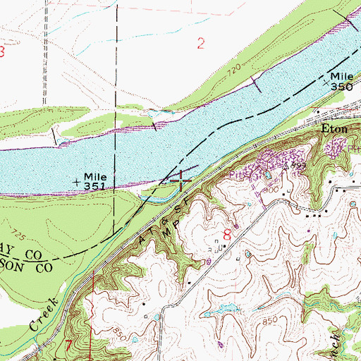 Topographic Map of Mill Creek, MO
