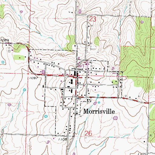 Topographic Map of Morrisville, MO