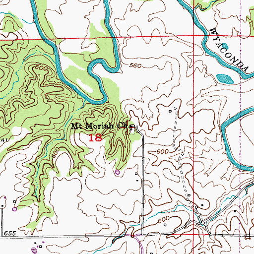 Topographic Map of Mount Moriah Church, MO
