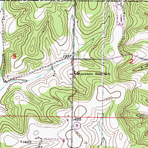 Topographic Map of Mountain Side School, MO