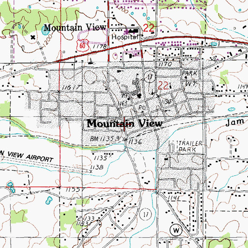 Topographic Map of Mountain View, MO