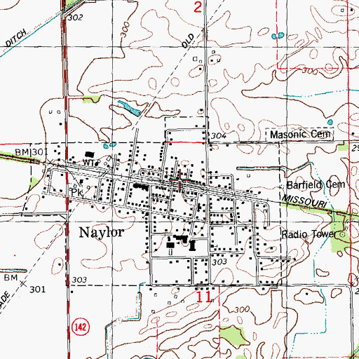 Topographic Map of Naylor, MO