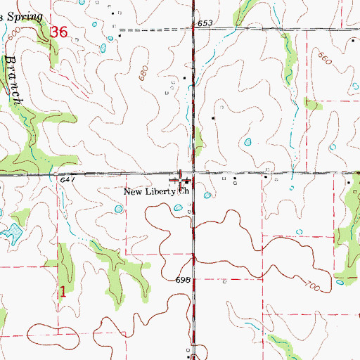 Topographic Map of New Liberty Church, MO