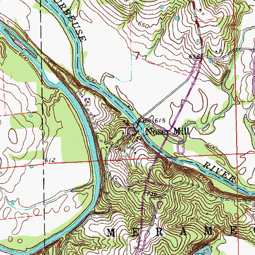 Topographic Map of Noser Mill, MO