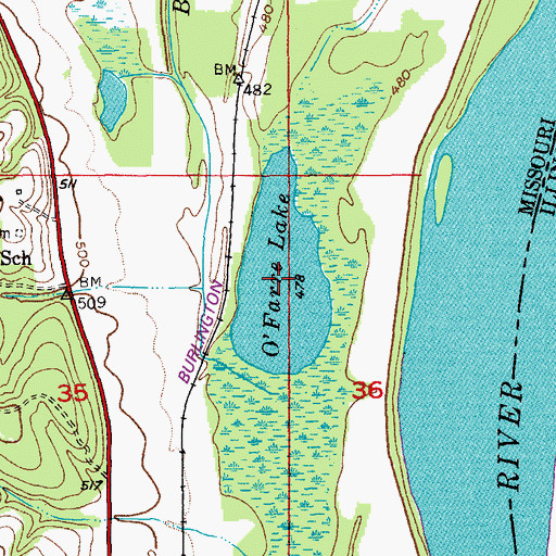 Topographic Map of O'Farre Lake, MO