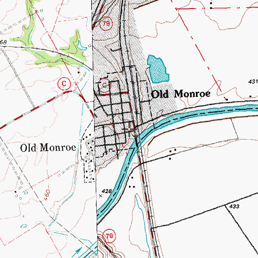 Topographic Map of Old Monroe, MO